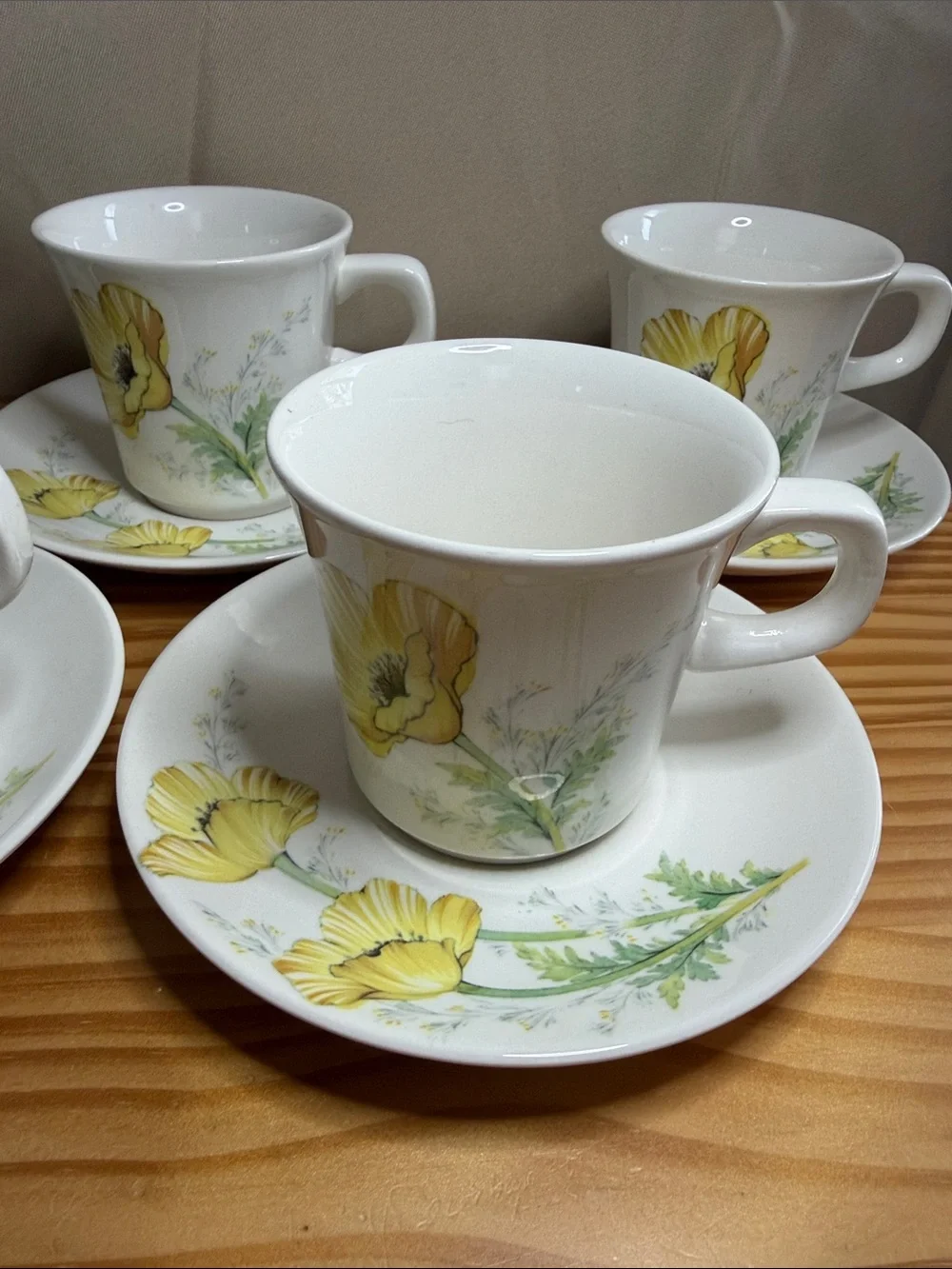 Vintage Noritake Craftone Buttercup 8769 Cups and Saucers Set of 5 Pairs